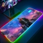 Eco-friendly Cyberpunk 2077 Glowing RGB LED Mouse Pad 4mm Thickness for Gaming Keyboard USB Anti-slip Rubber Base Desk Mat